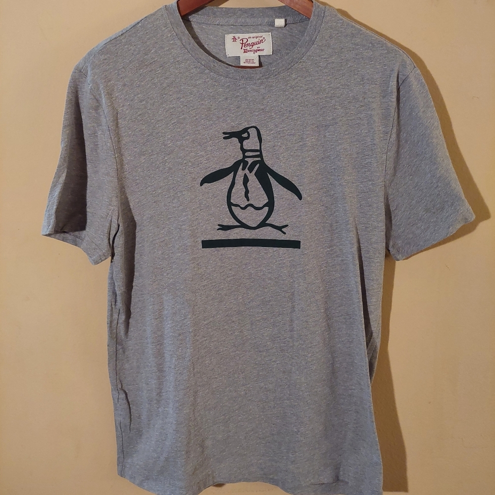 Original Penguin gray with Penguin logo graphic t shirt. Size medium